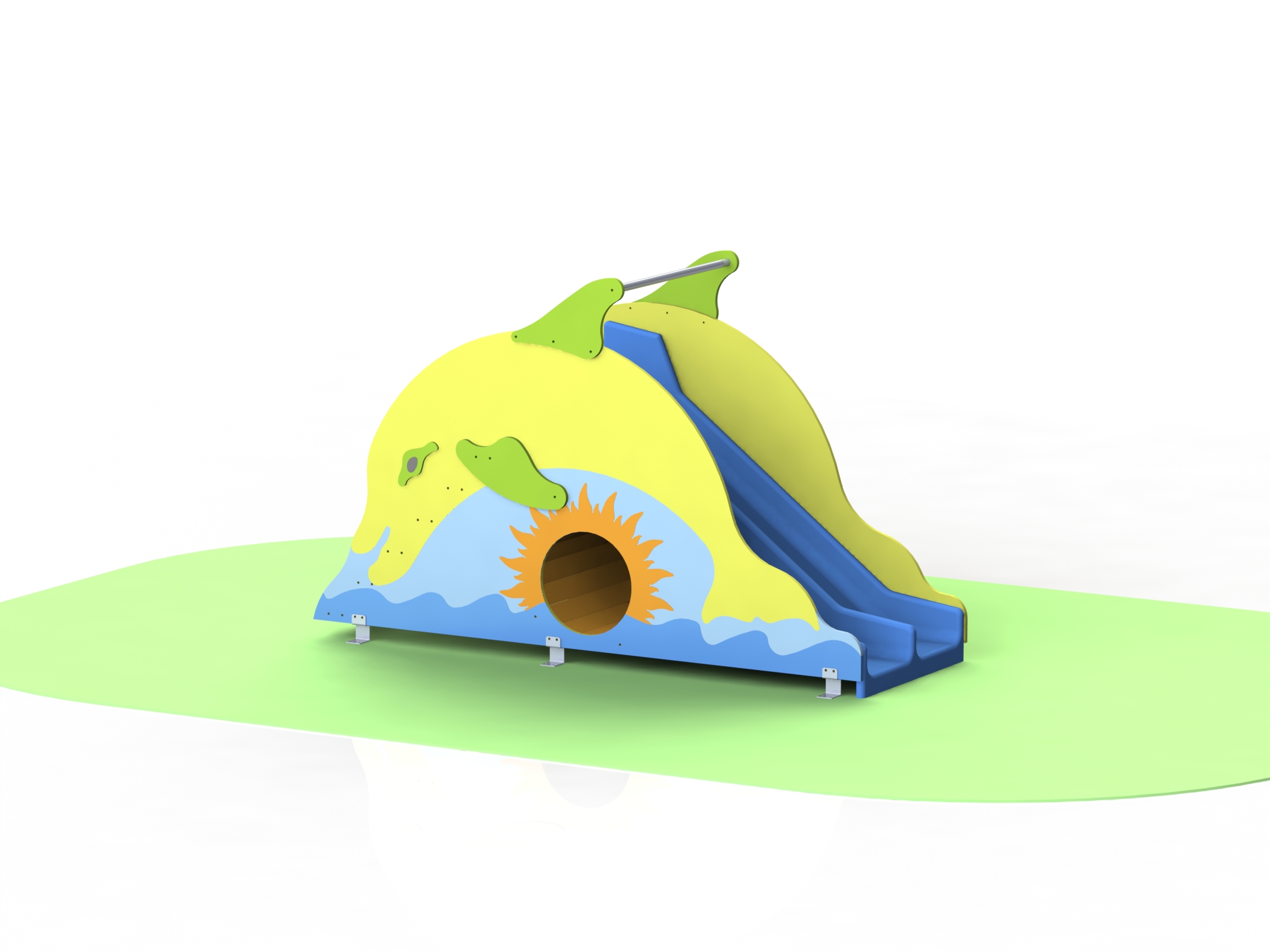 Двойна детска пързалка с тунел “Делфини”, модел Т15