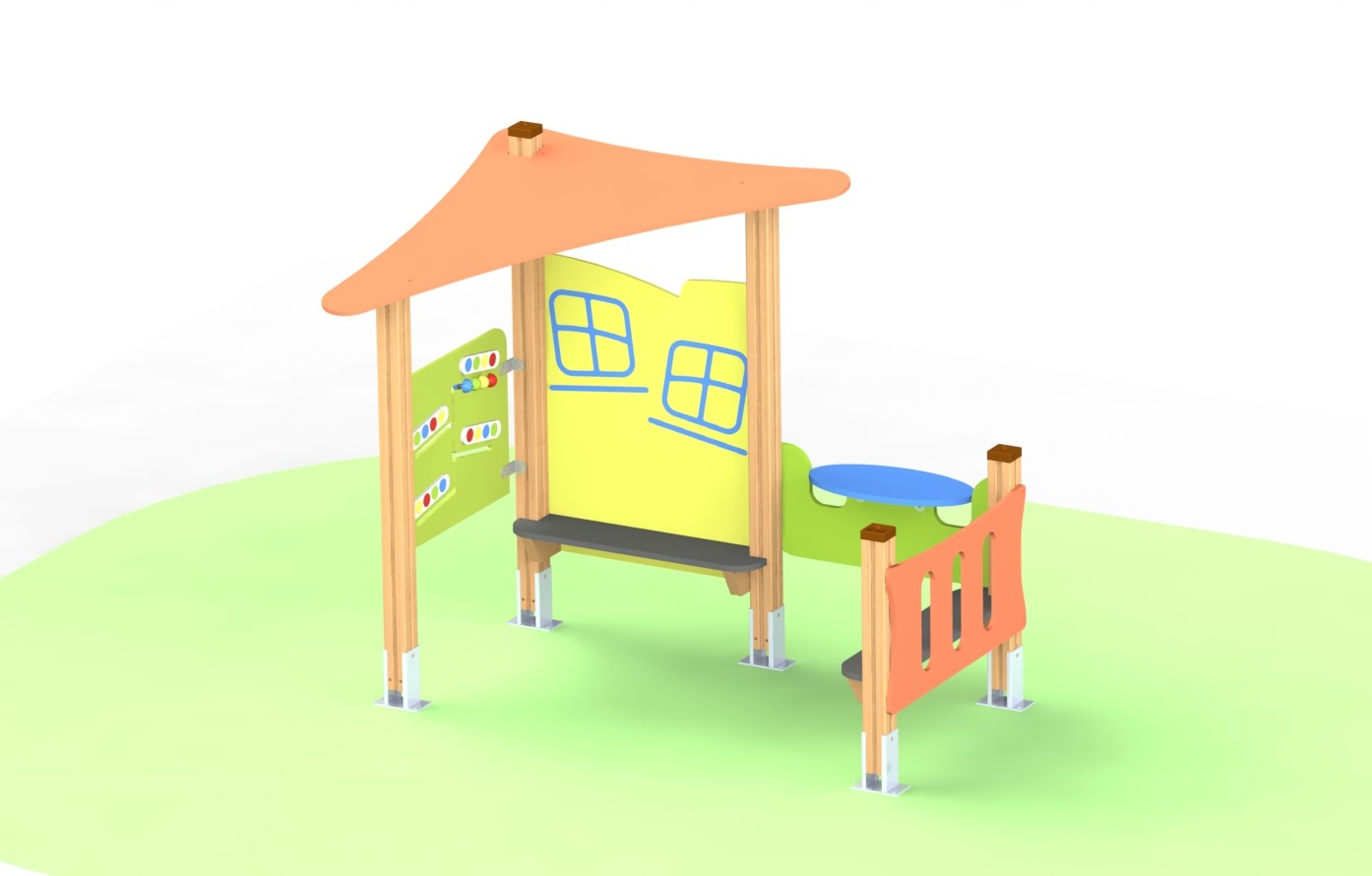 Снимка на продукта: Детска къщичка с пейки и занимателни игри, модел Б30
