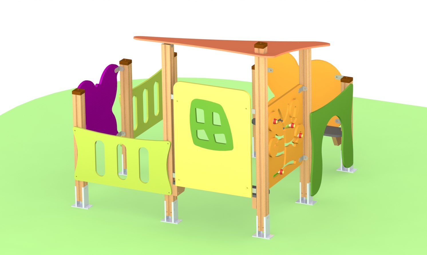Children’s play house with benches and entertaining games, Б31 model